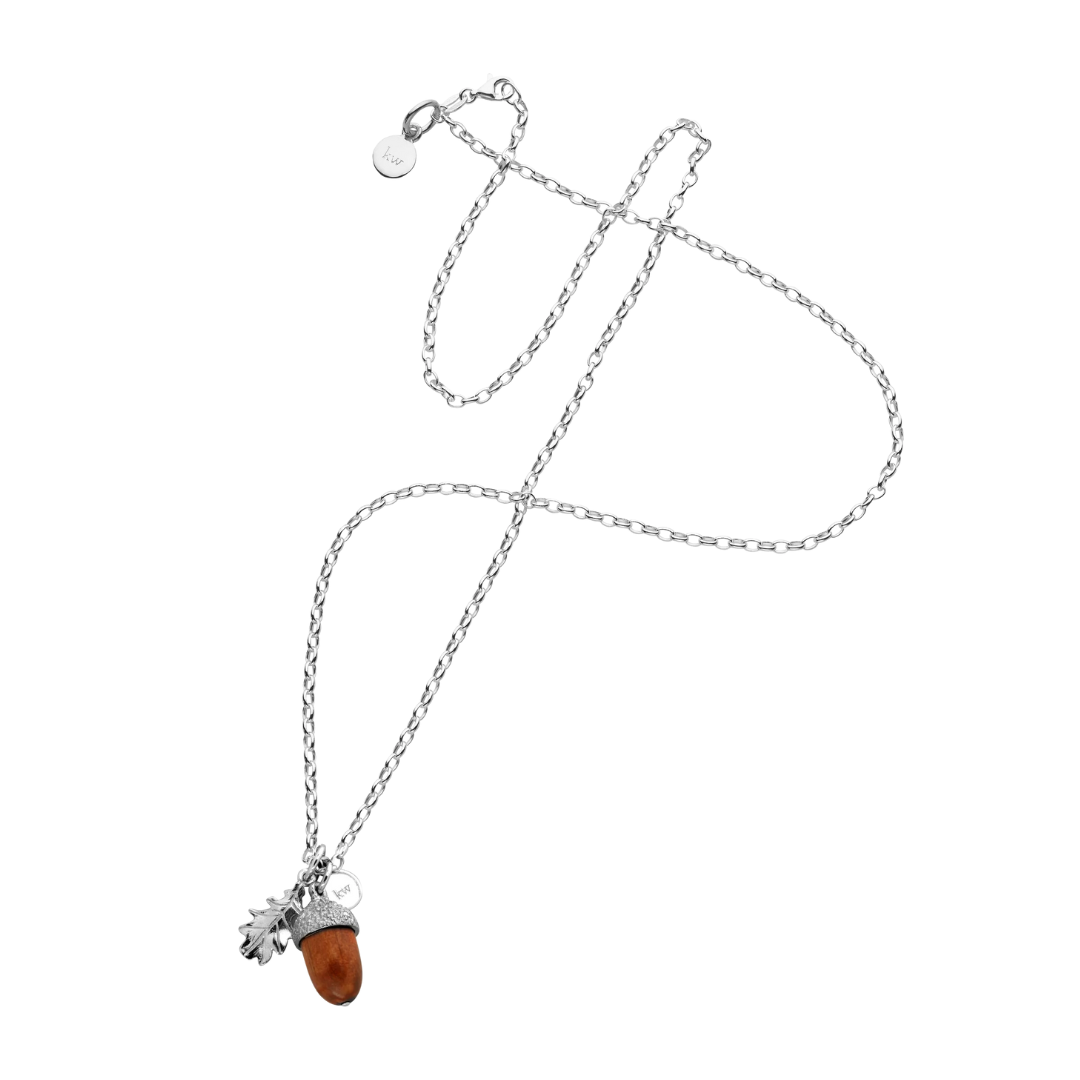 Acorn with Wood Pendant Silver | The Jewelry Edit – TJE