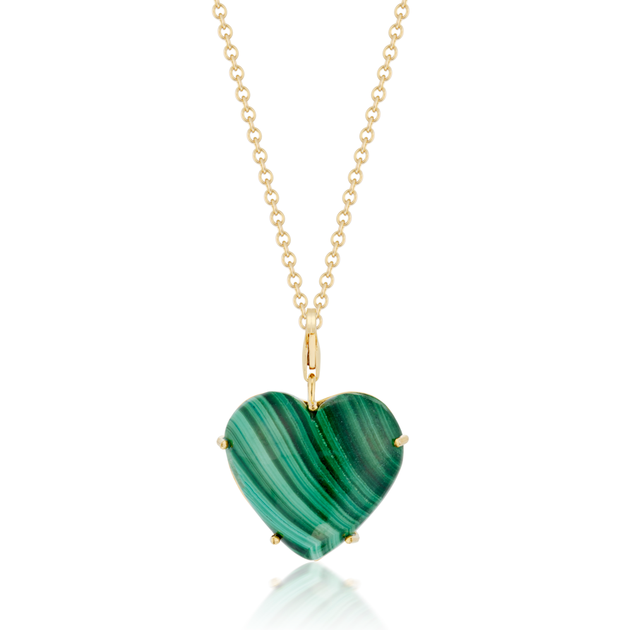 Stone Heart Necklace in Malachite