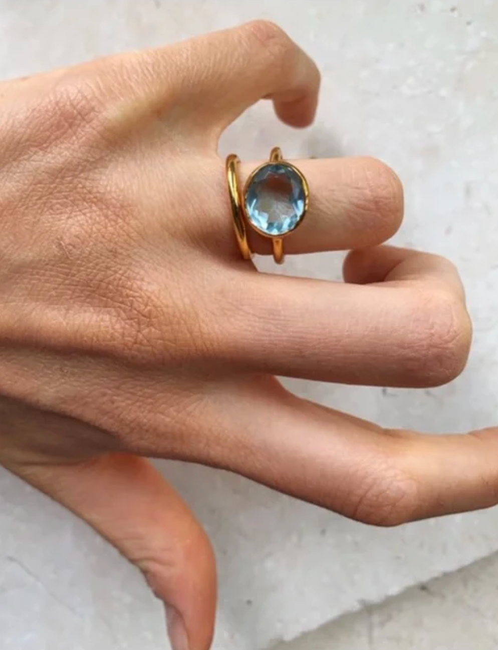 Oval Chunky Ring Light Blue – TJE