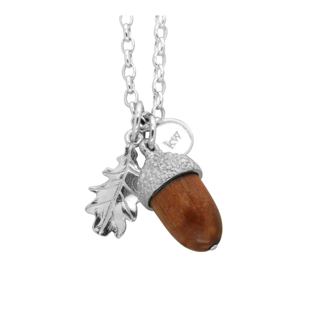 Acorn with Wood Pendant Silver | The Jewelry Edit – TJE