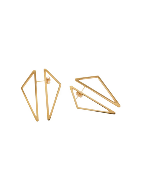 Double Sided Gold Geometric Triangle Earrings | The Jewelry  display picture 3