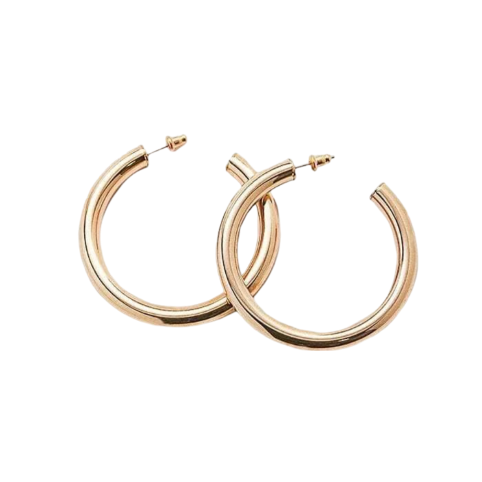 Medium Tapered Gold Hoop Earrings