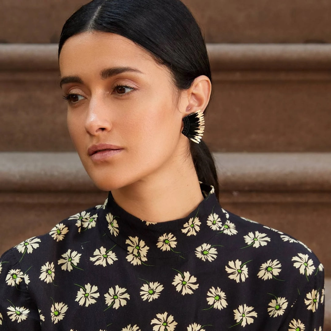 Mini Madeline Earrings Black/Gold | The Jewelry Edit – TJE display picture 1