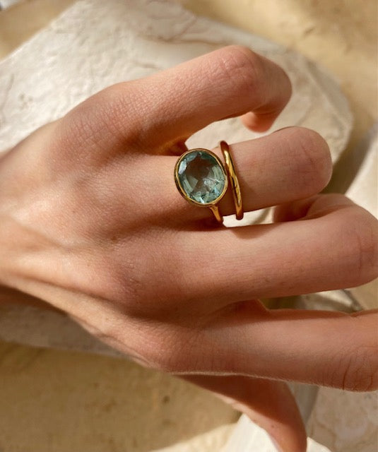 Oval Chunky Ring Light Blue – TJE