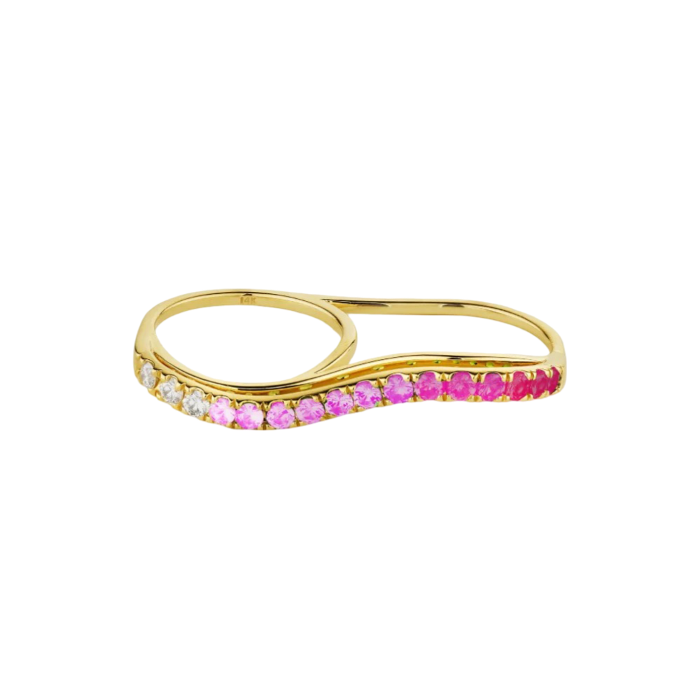 Ruby Ombre Double Finger Wavy Ring – TJE