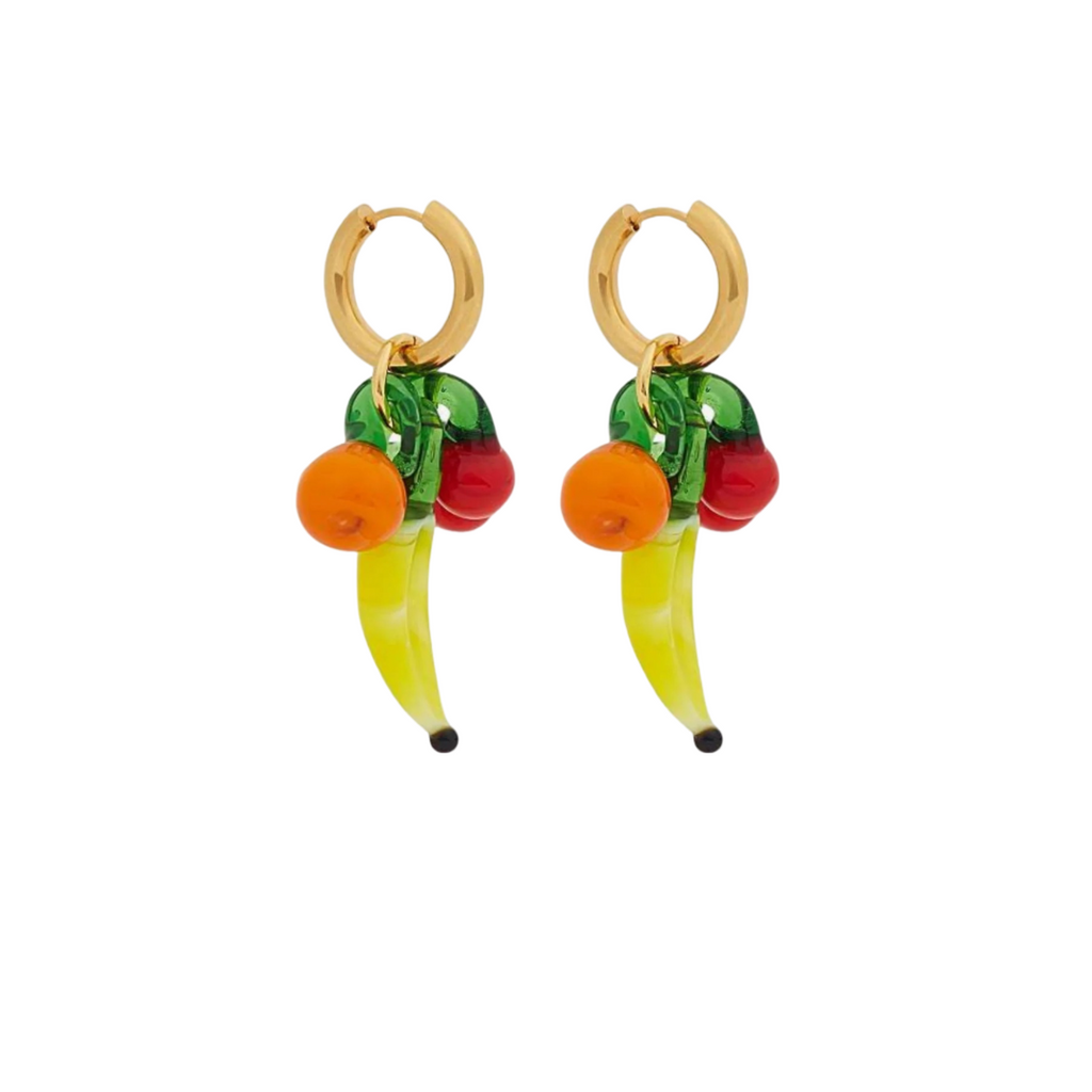Triple Grocery Fruit Earrings