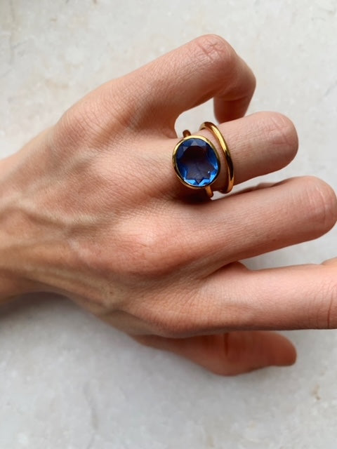 Oval Chunky Ring Dark Blue – TJE